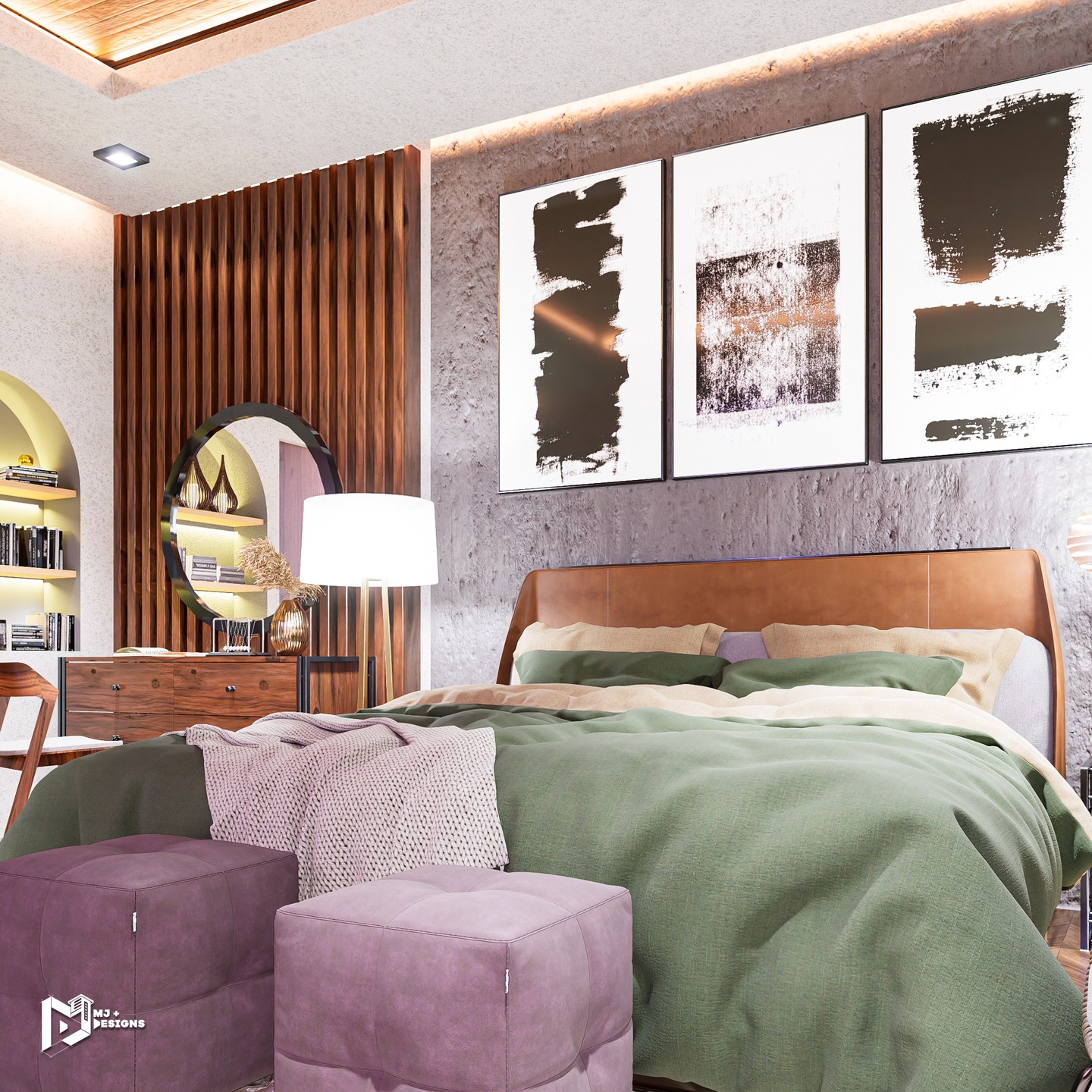Interior Rendering - Private Bedroom Study